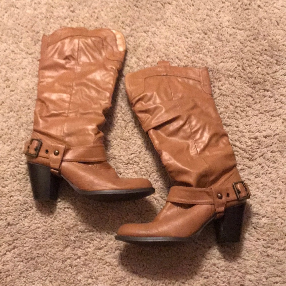 Tan leather boots